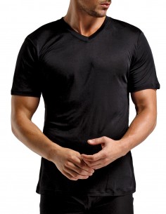 T-Shirt en Soie à Col V Homme inSilk