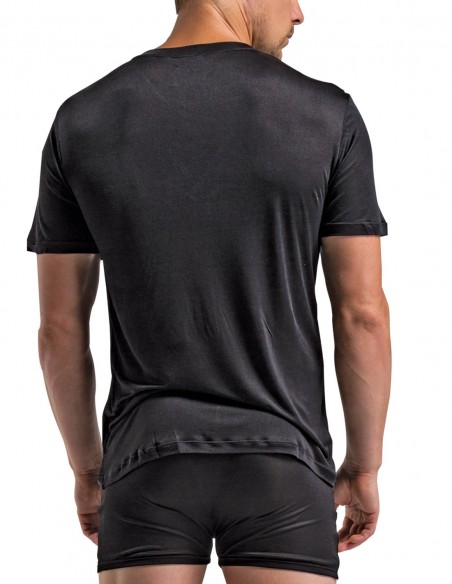 T-Shirt en Soie à Col V Homme inSilk