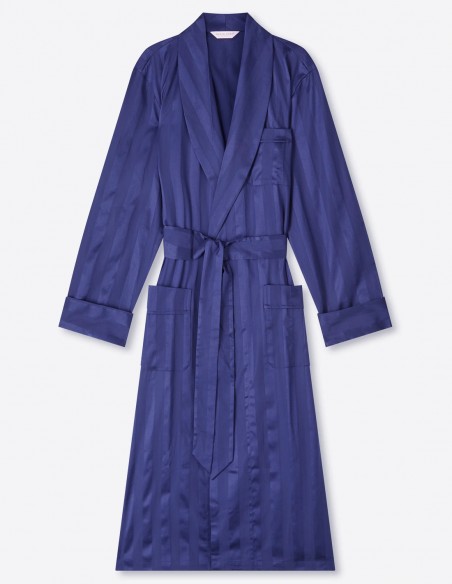 Robe de Chambre en Coton Fin Derek Rose Lingfield Jacquard