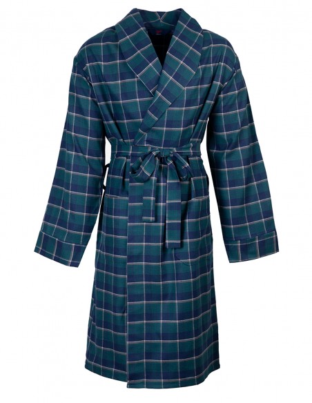 Robe de Chambre en Flanelle Classique à Carreaux Tartan Anglais Vert