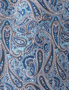 Robe de Chambre en Coton Fin Motif Paisley Bleu 2