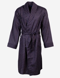 Robe de Chambre en Popeline de Coton Diamond Bleu