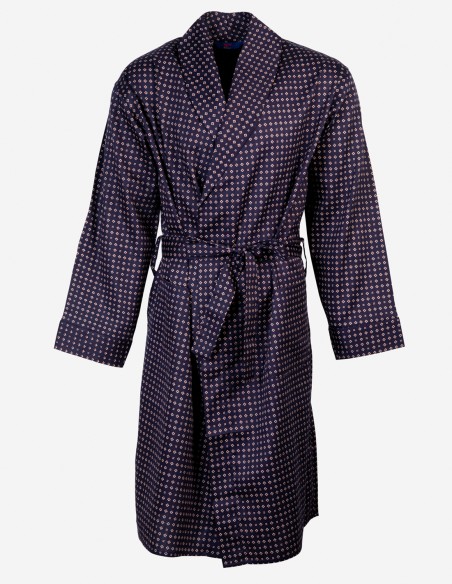 Robe de Chambre en Popeline de Coton Diamond Bleu