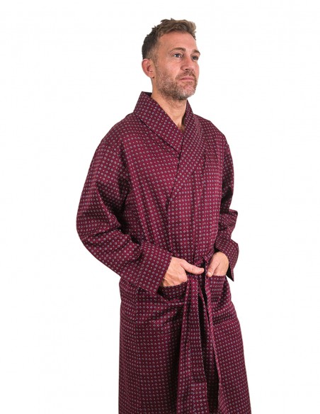 Robe de Chambre en Popeline de Coton Diamond Rouge